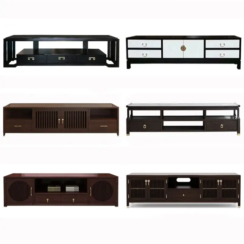 YFY New Chinese Solid Wood TV Cabinet Floor  Modern Living Room Bedroom Audio Visual Cabinet Zen Locker Low Cabinet Furniture
