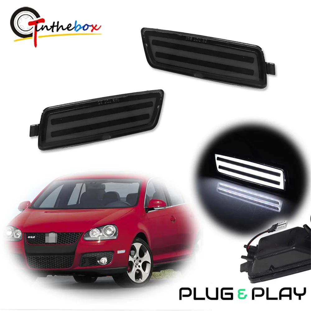 Gtinthebox Amber Yellow / White LED Front Bumper Side Marker Lights For Volkswagen MK5 Golf/GTI Rabbit Jetta R32 MK6 Golf TDI