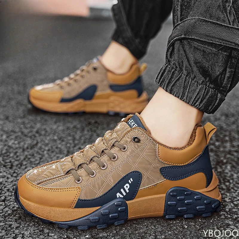 

Мужские зимние хлопковые теплые новые универсальные спортивные туфли на толстой подошве, мужская простая удобная повседневная обувь, увеличивающая рост