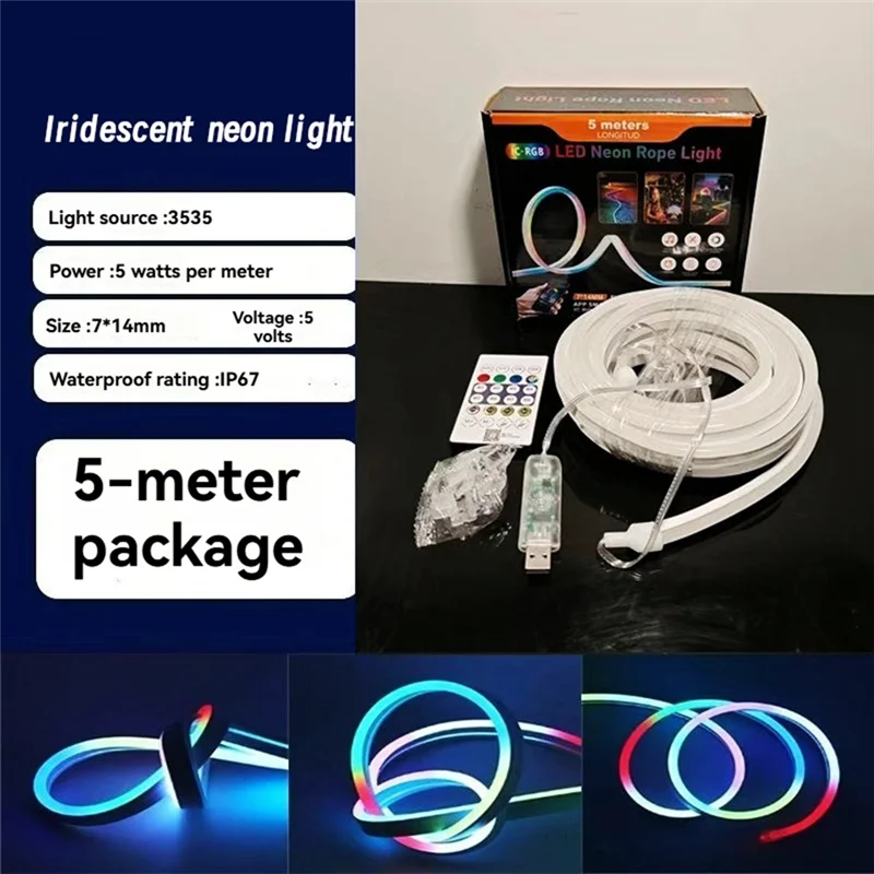 ไฟแถบ LED RGBIC A84E-DC5V แบบนีออน พร้อมระบบซิงค์เพลง ไฟตกแต่งสร้างบรรยากาศ RGB สำหรับตกแต่งบ้าน