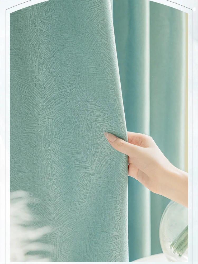 

French Thickened Leaves Jacquard Luxury Curtains for Living Room Bedroom Dining Fashion White Tulle Custom Window Solid Color