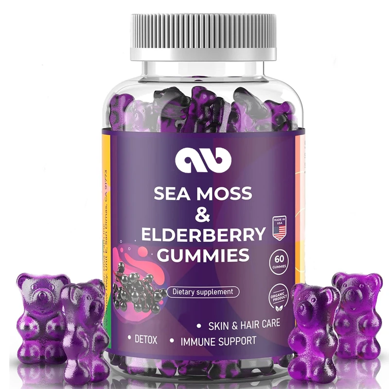 

Natural seaweed gummies contain elderberry, Irish seaweed, elderberry extract, burdock root, bladder, immune support, energy