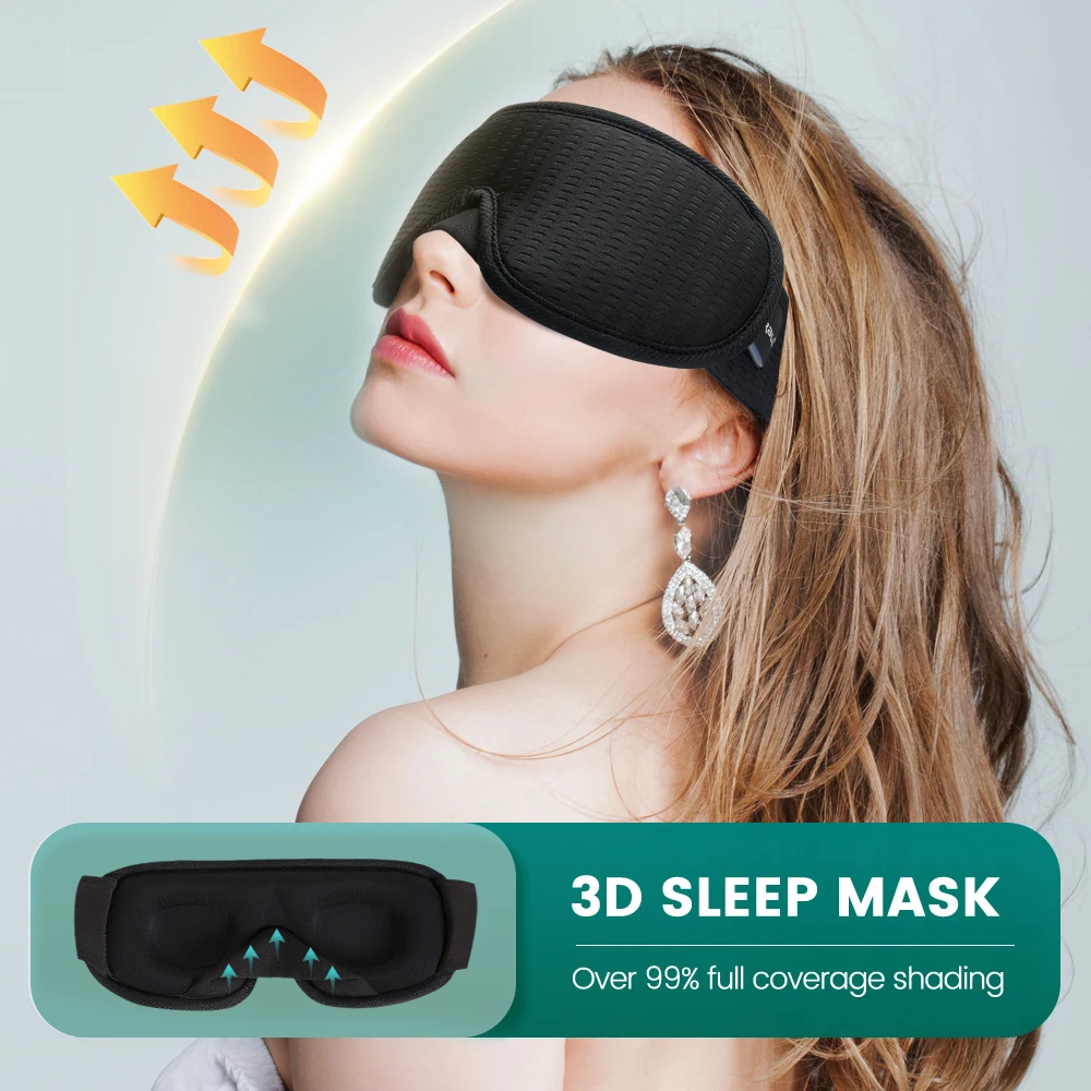 3D Sleeping Mask 100% Blocking Light Travel Relax Sleep Aid Eye Cover Sleep Night Smooth Soft Sleep Mask Blackout Blindfold