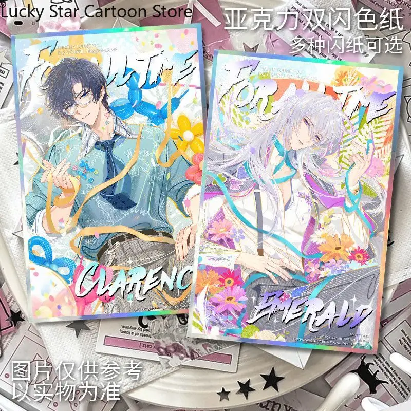 Kerst Clarence Rorschach Al casa Ayn voor alle tijden Dubbele flitskleurenkaart Kleurpapier Cosplay Spel Anime Verjaardagscadeau Handtekening