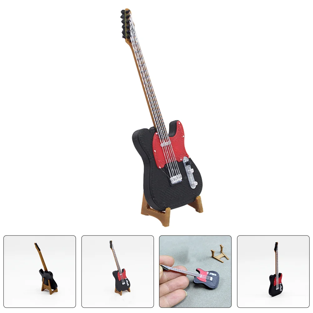 

Mini Electric Guitar Stand House Accessories Dollhouse Learning Miniature Miniatures Decor Kit Guitars for Kids