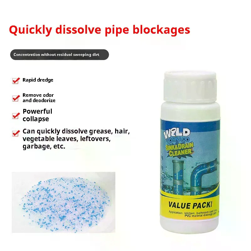 Powerful Dredge Clog Remover Drain Pipe Basin Cleaner Toilet Kitchen Pipe Deodorization Dredging Agent Sink Pipe Dredge Powder