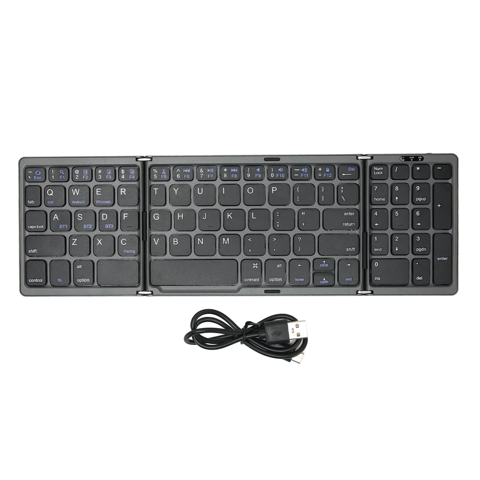 Foldable Bluetooth Keyboard   Size Bluetooth Keyboard Battery Powered Type C Interface with Numeric Key for PC
