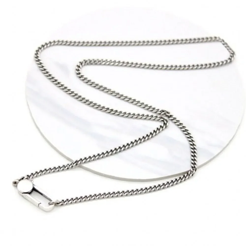 3MM  New S925 Silver Whip Chain Wide-Faced Vintage Sweater Chain Long Trendy Men and Women Necklace Free Shipping