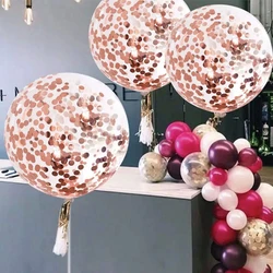 3/10pcs 12/18inch Transparent Rose Gold Pink Confetti Balloons wedding birthday Party Star Round Foil Confetti Decor Kids Globos