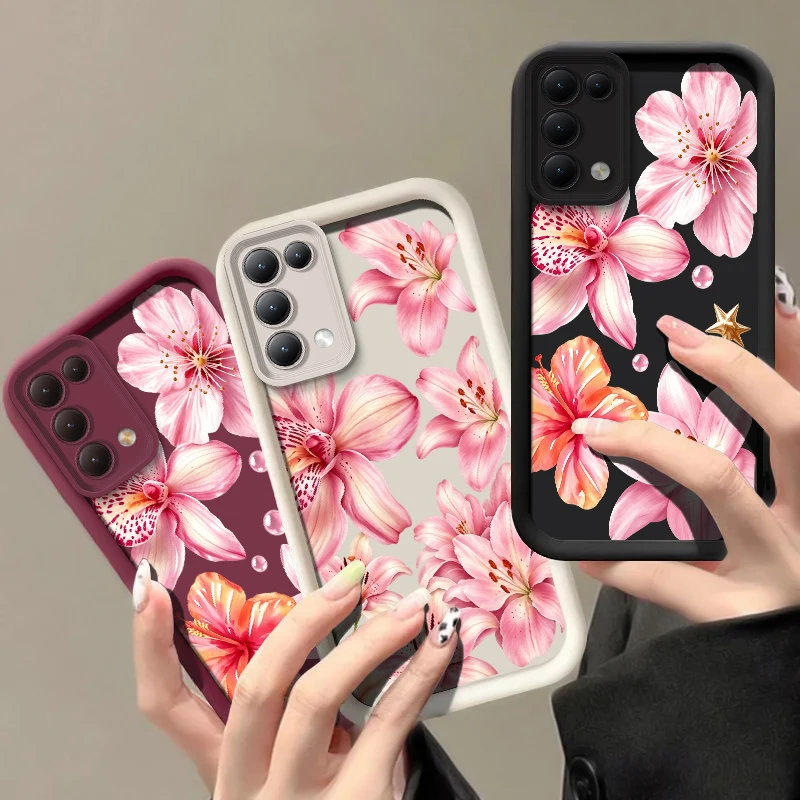 Pink Lily Flower Pattern Phone Case For Oneplus Nord 2 3 4 5 CE 6 Lite N30 ACE 5 Ultra Silicon Soft Lens Protect Back Cover Capa