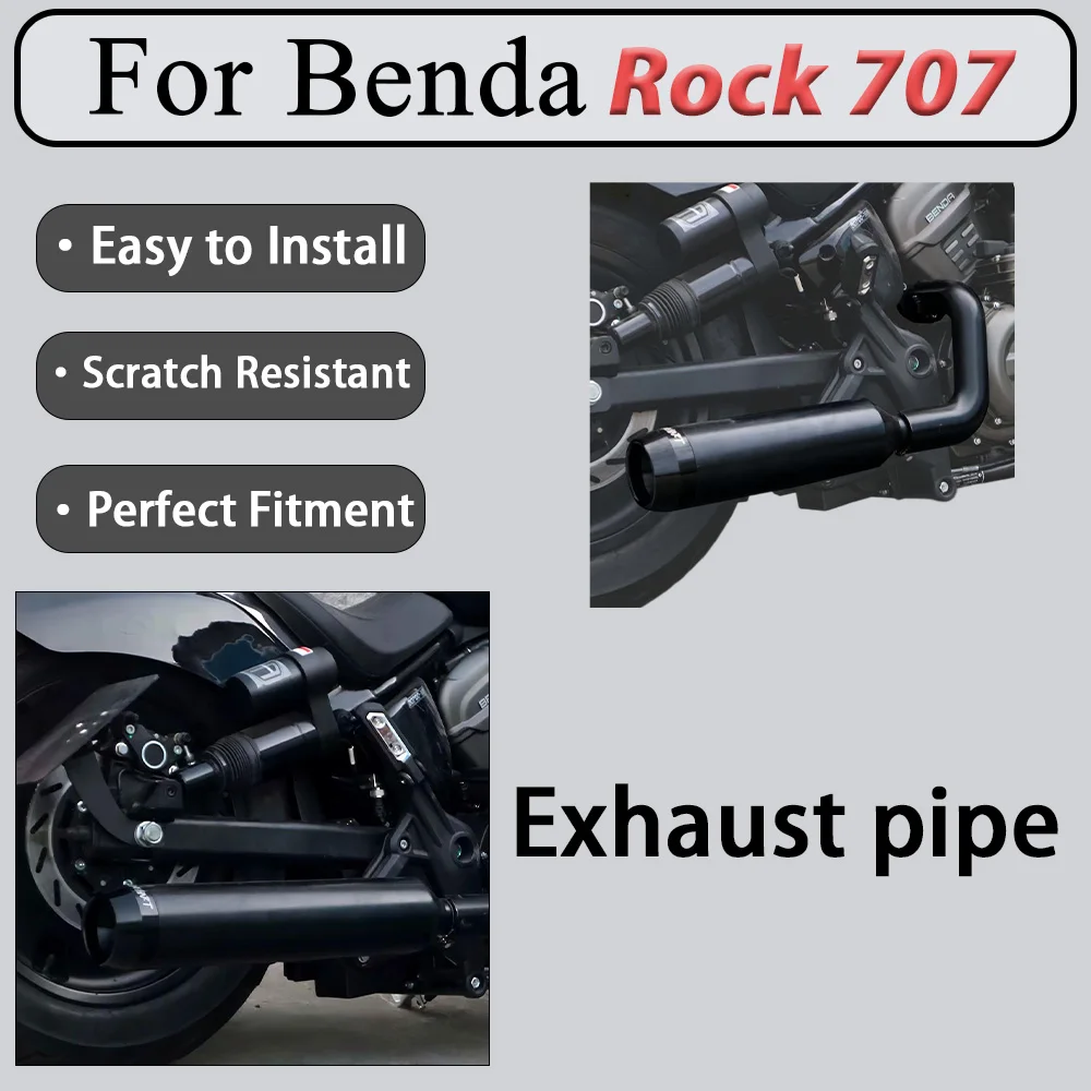 For Benda Grey Rock 707 Rhinhardt Exhaust Pipe Polished Metal American Cruiser Sound Classic Horsehoe Modified Motorcycle Part