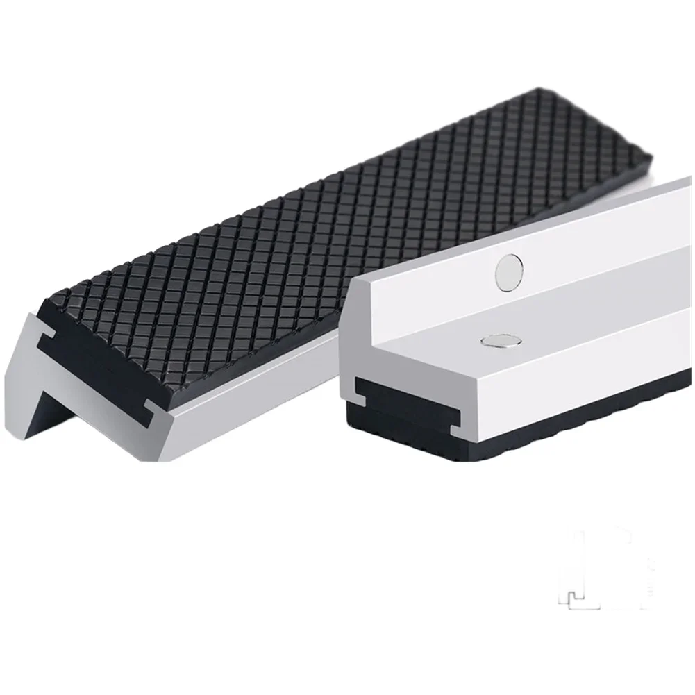 2pcs 4/5/6inch Industrial Bench Vise Magnetic Jaw Pads Aluminum Alloy Rubber Grips Non Slip For Heavy-duty Clamping Tasks