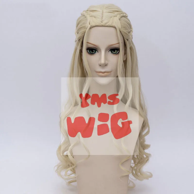YMS Cosplay Wig Dragon Mother Daenerys Targaryen Wig Long Wavy Blonde Hair Halloween Party Costume Wigs