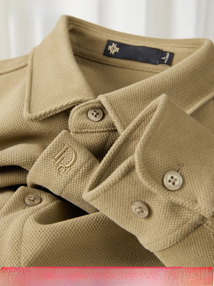 

Мужская утепленная повседневная рубашка с вышивкой на осень-зиму, с длинным рукавом, деловая, немнущаяся, теплая верхняя одежда