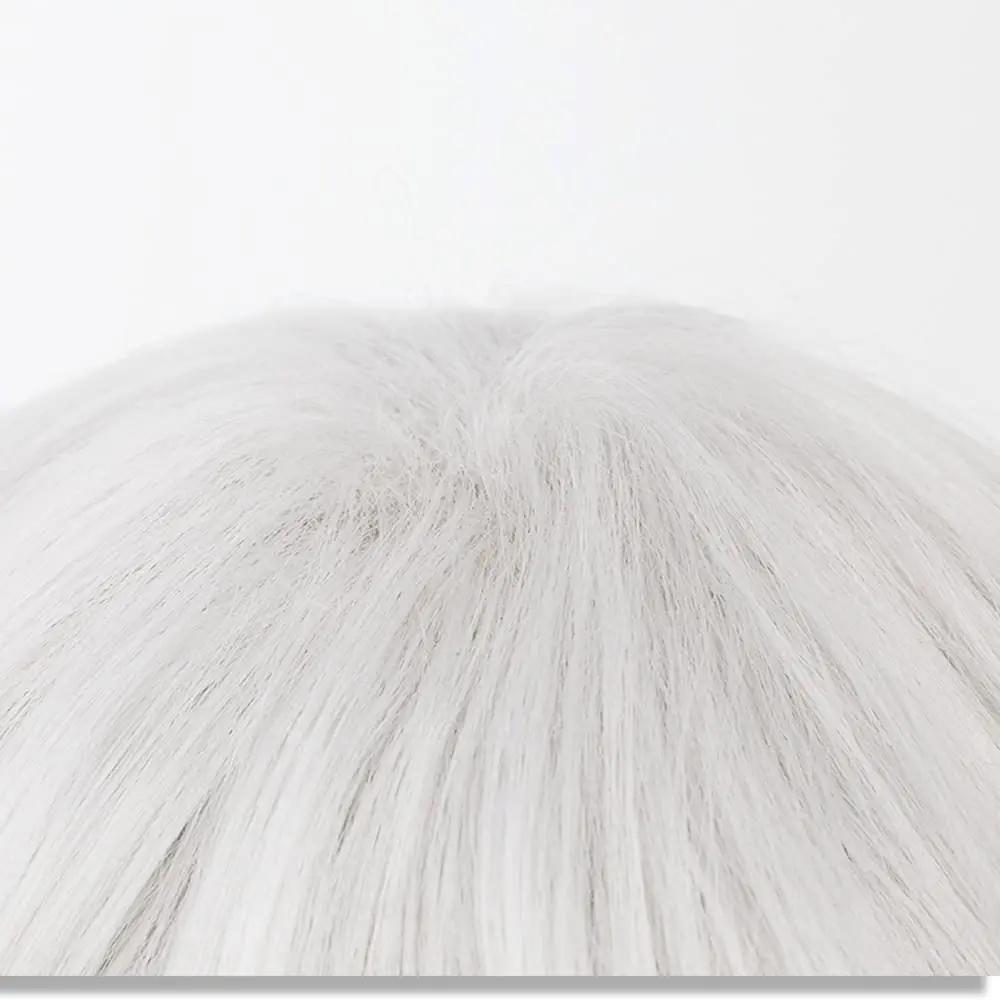 Animated Nikolai Gogol Wig White Curly Hair with Long Braid Polyester Party Halloween Character Wig view 4