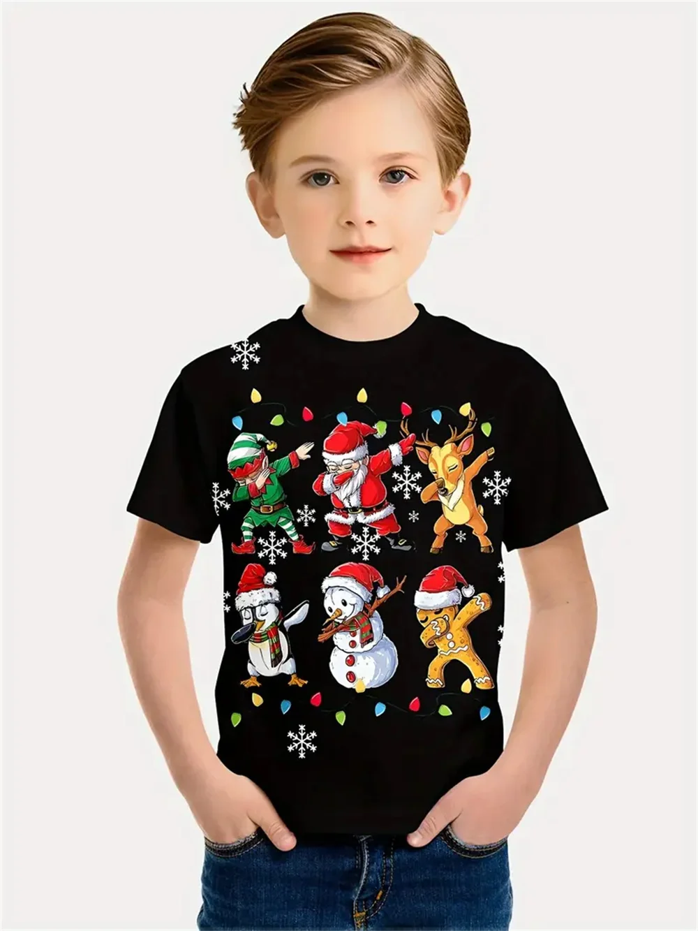 

2025 New Year 3d Print Santa Claus Boys Girls T Shirt Christmas Style Children's T-Shirt Casual Fashion T-Shirt Top Tee