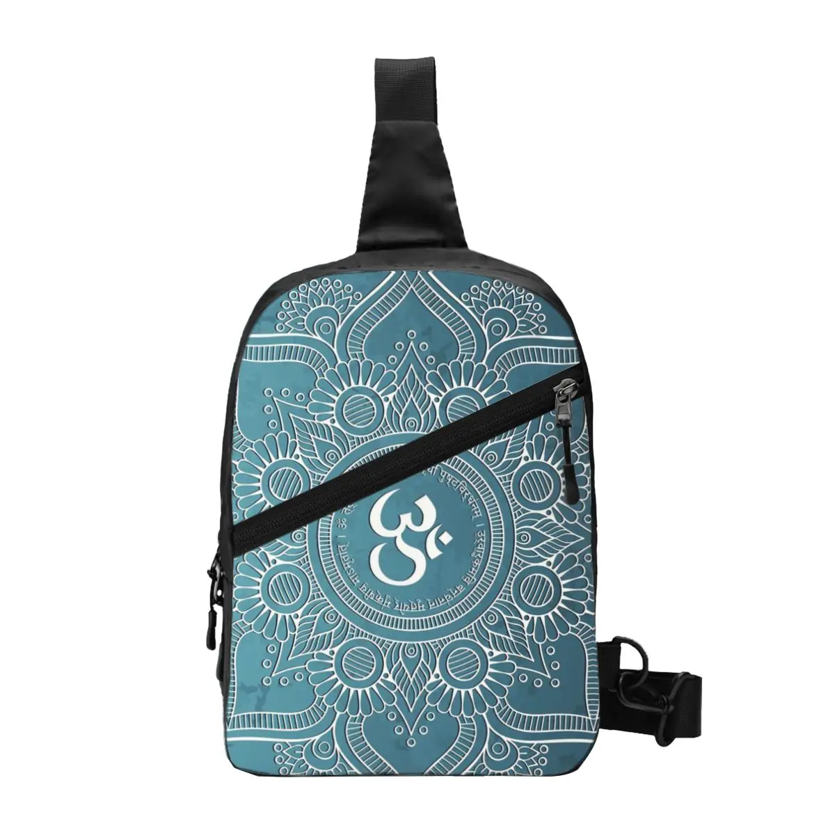 

Custom Maha Mrityunjaya Mantra Sling Chest Crossbody Bag Men Casual Om Yoga Mandala Buddhism Aum Shoulder Backpack for Traveling