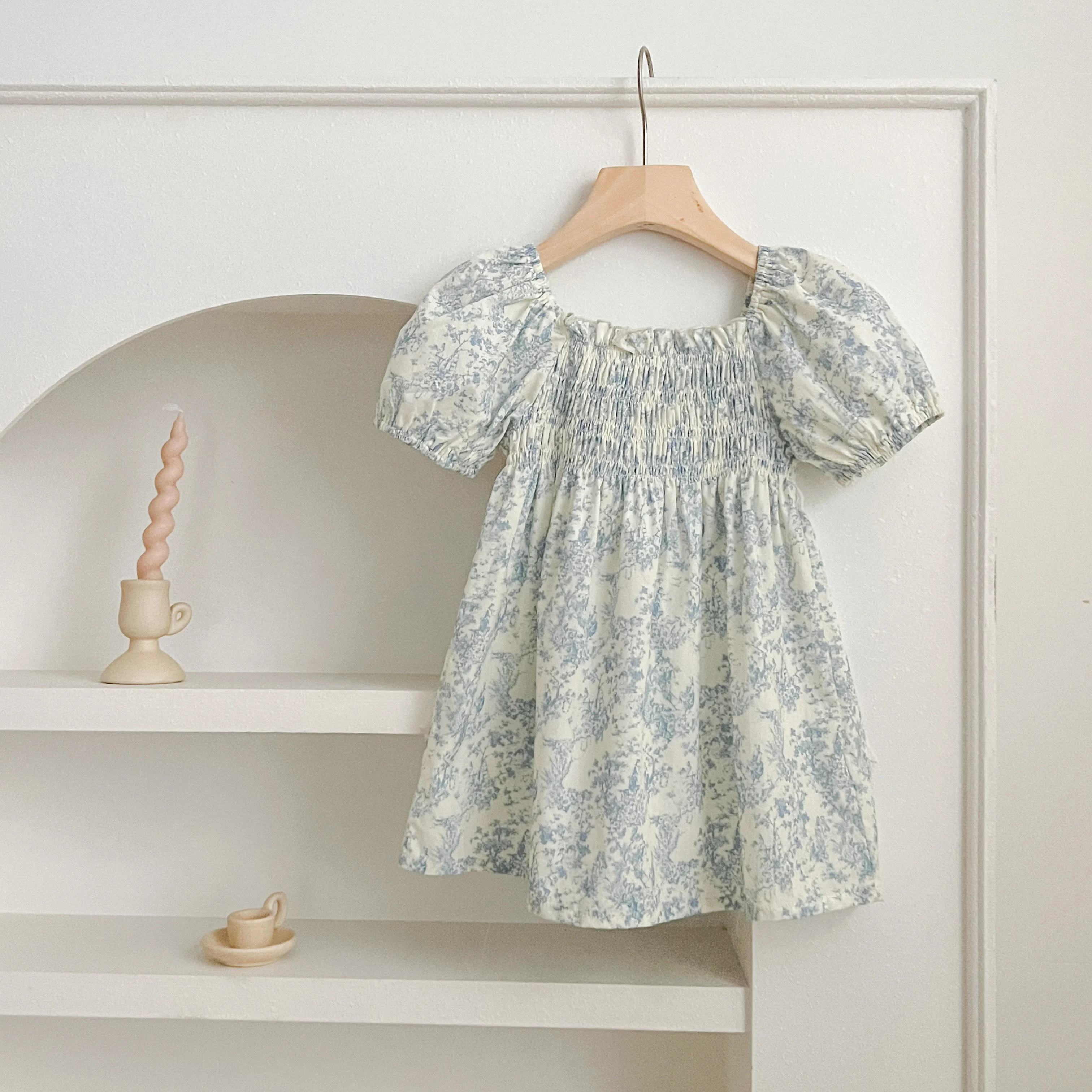 Sommer Schwester Kleid Infant Neugeborenes Baby Mädchen Kleidung Schwester Weibliche Baby Kleine Gebrochene Blaue Blume Kurzarm Strampler Kleidung ﻿ – Detail 3