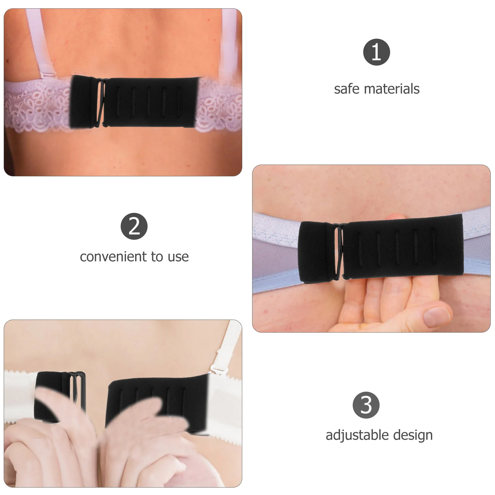 Breast Tape Shoulder Strap Extension Buckle Extender Hook Outdoor Adjustable for Women Female Ladies Black Miss