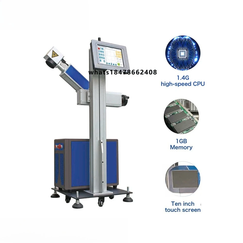 New Product in Stock 40W PET Bottle Glass Bottle PVC Pipe PE Pipe Polyethylene Cable Online Flying CO2  Marking Machine