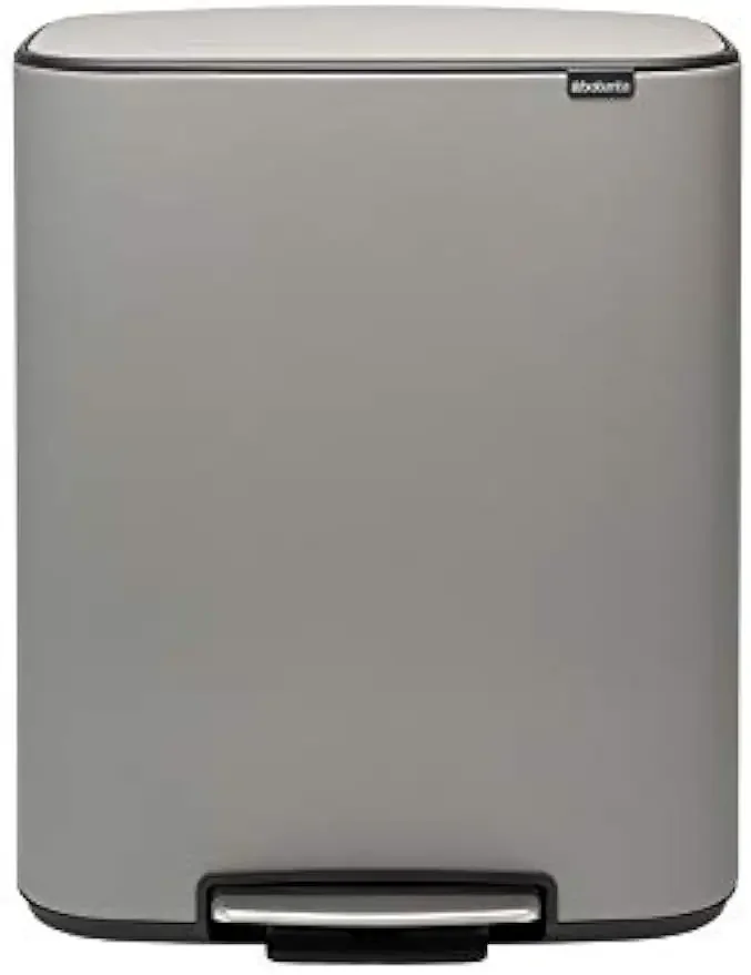 

Корзина для мусора Brabantia Bo Step-On с педалью — внутреннее ведро на 16 галлонов (Mineral Beton Grey), мусорный бак для мусора/переработки, съемный