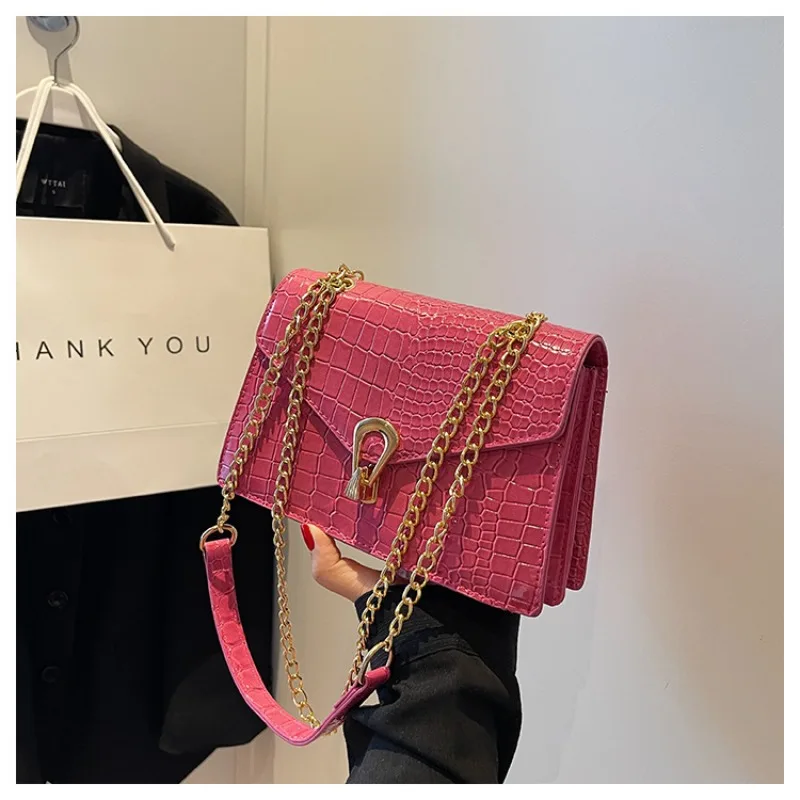 Solid Color Chain Women's Crossbody Bag New Trend Korean Version Shoulder Bag Women's Small Square Luxury Brand Crossbody Bag