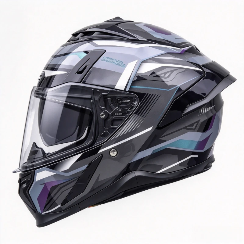 Vented Airflow System Motorcycle Full Face Helmet Built-In UV-Blocking Dark Sun Visor Fluid Contour Multi-Theme EPS Unisex Sport