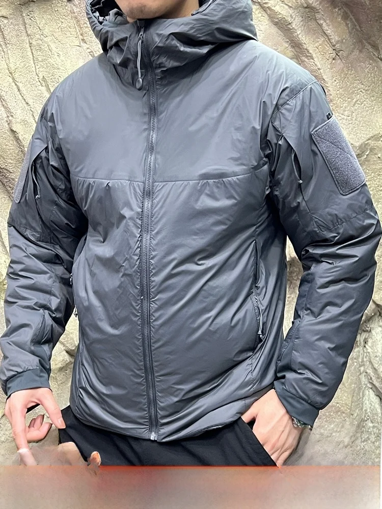 

Тактическая легкая зимняя куртка для мужчин, тонкое хлопковое стеганое пальто, молодежное модное пальто со стойкой, уличное морозостойкое пальто