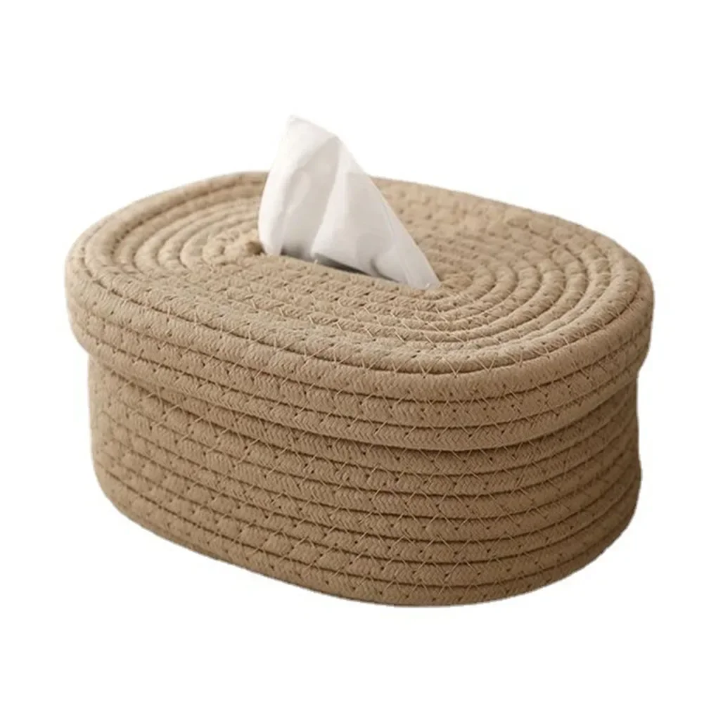 Handcrafted Tissue Box in Nordic Style Made with Cotton and Hemp Threads Keep Your Tissues Neat and within Easy Reach