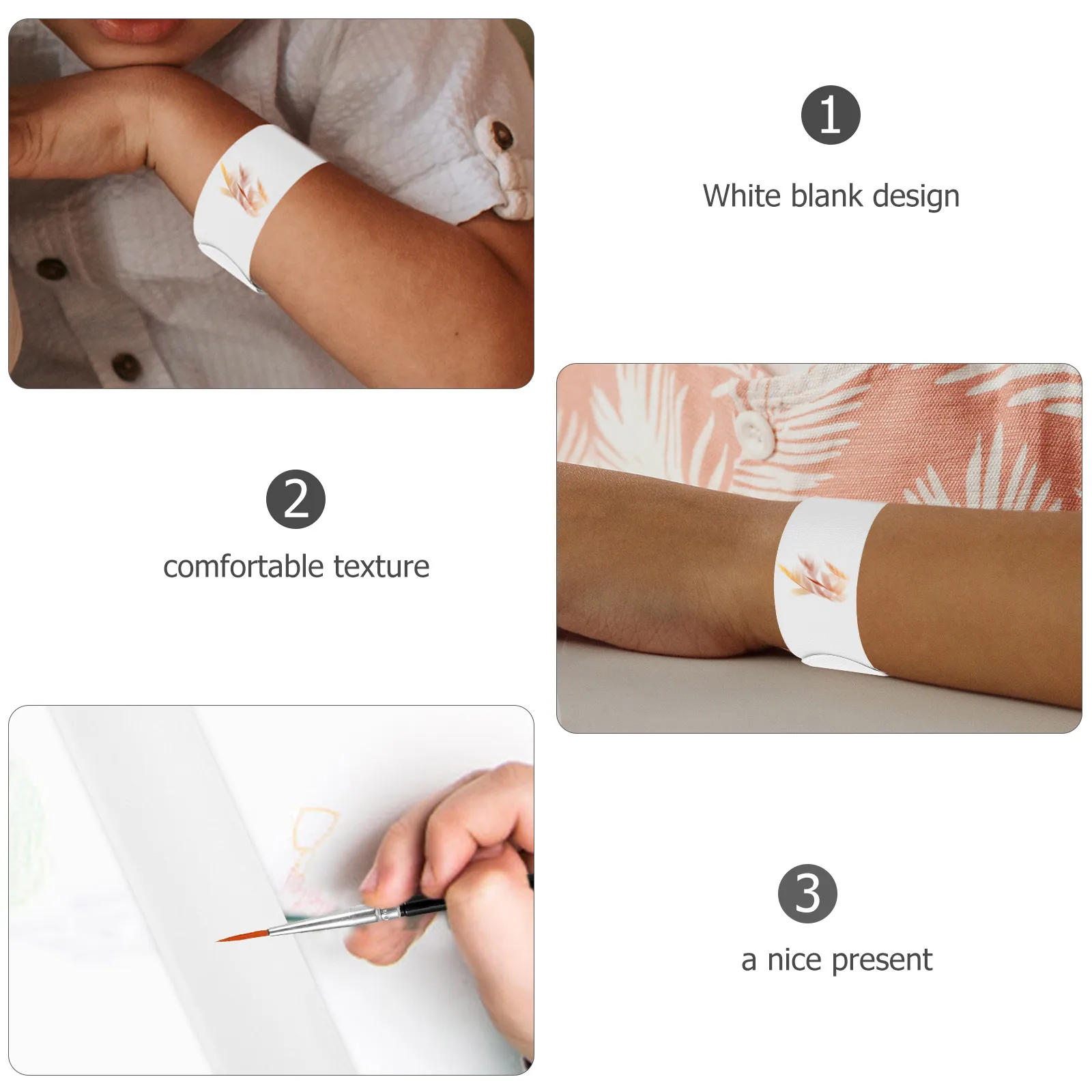 

50Pcs White Slap Bracelets Graffiti Design DIY Slap Bands Compact Fun Kids Party Favors Jungle Themed Event Supply