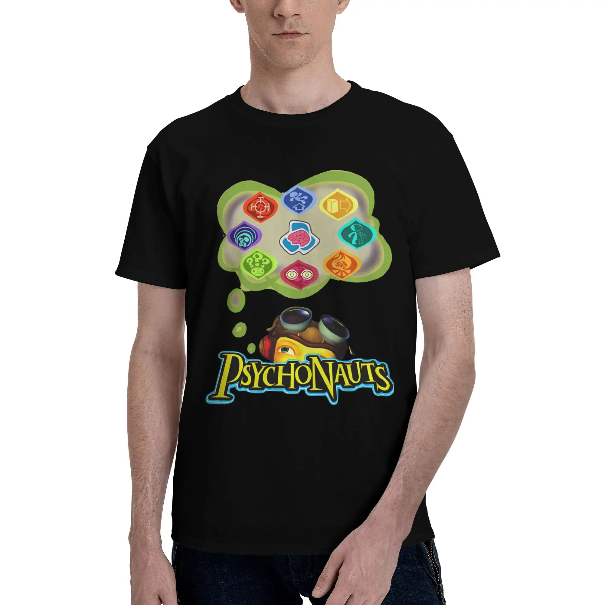 Psychonauts Merit Badge Bubble Novelty T-shirt 100% coton Psychonauts Tees Tops pour hommes