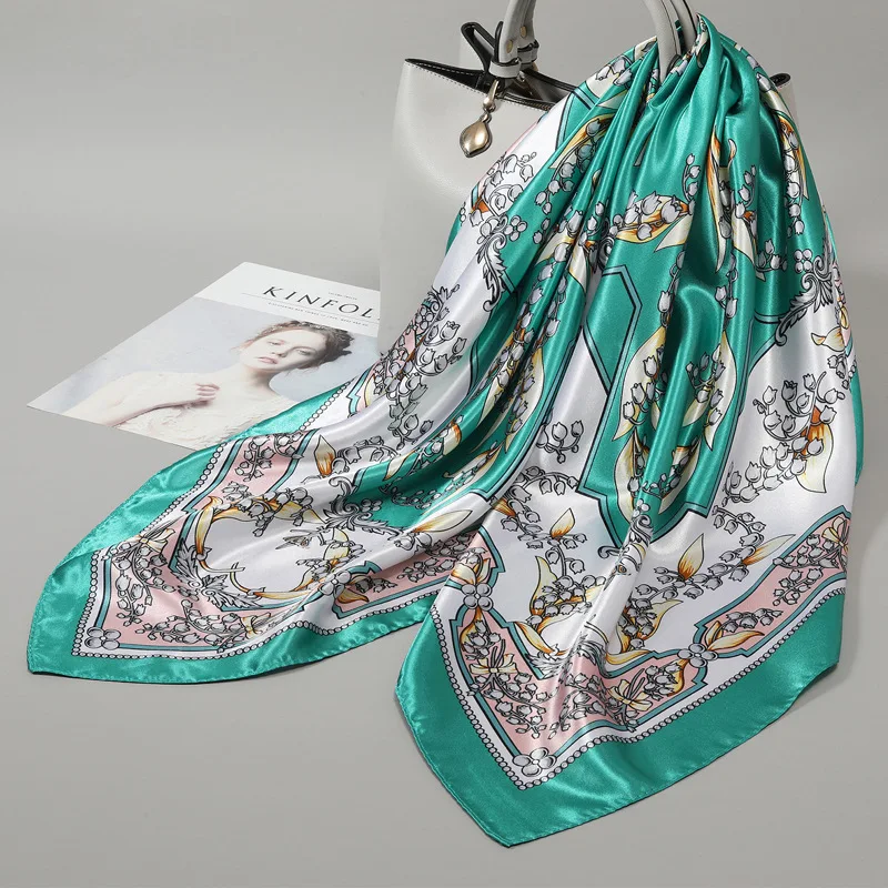 

90 Large Square Silk Scarf for Women 2025 New Spring and Summer High-End Korean Style Versatile Thin Scarf Shawl