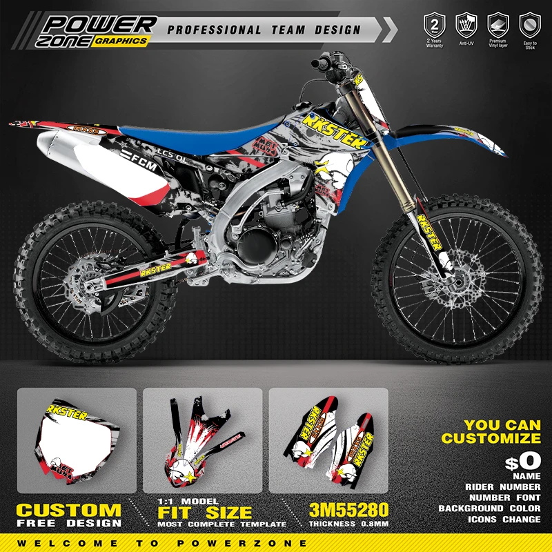 PowerZone Custom Team Graphics Backgrounds Decals Stickers Kit For YAMAHA YZF450 2010 2011 2012 2013  Motorcycle Decals 09