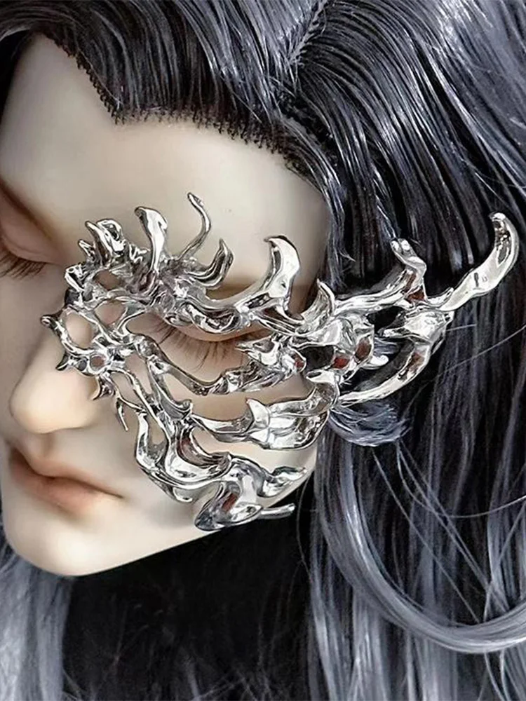 أقنعة ZHUHE ذات الألواح العظام على طراز Cyberpunk مناسبة للرجال والنساء كإكسسوارات المجوهرات وهدايا الحفلات