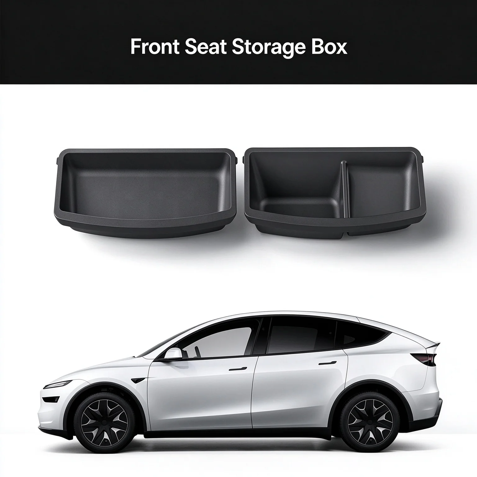 HTMCK For Tesla 2026 Model YL 6-Seater, TPE Under Seat Drawer Storage Box, Front Rear Seat Organizer Tray