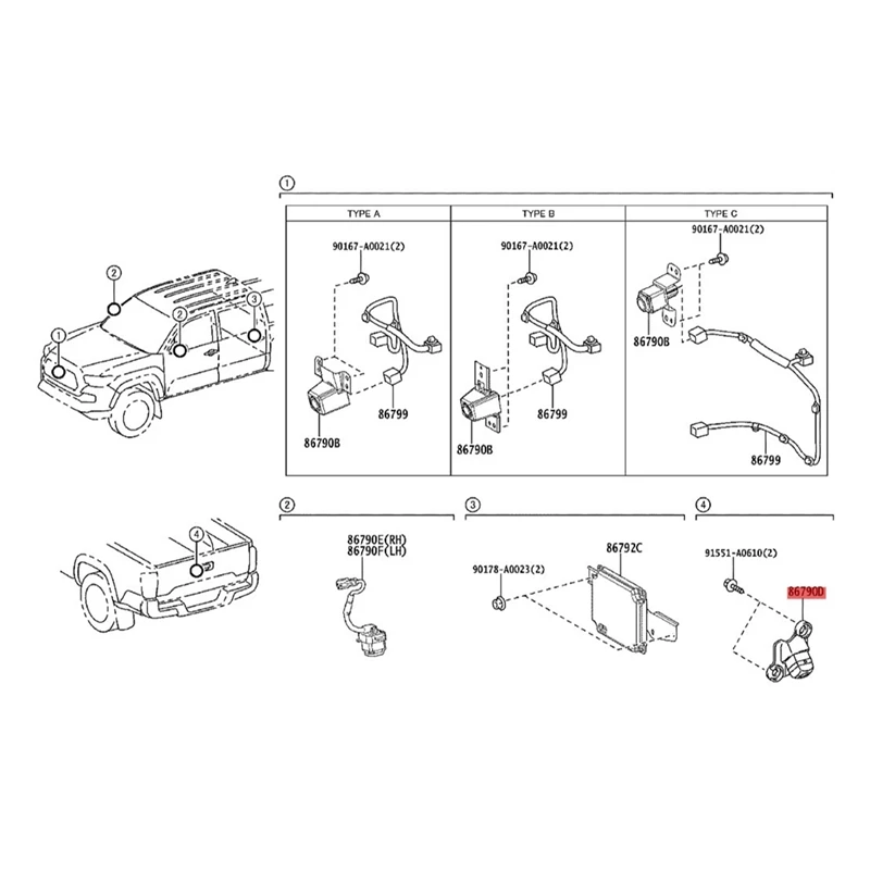 Car Backup Rear View Camera Assembly 86790-04040 For Toyota Tacoma 2.7L 3.5L 2018-2021 Park Assist Reverse Camera