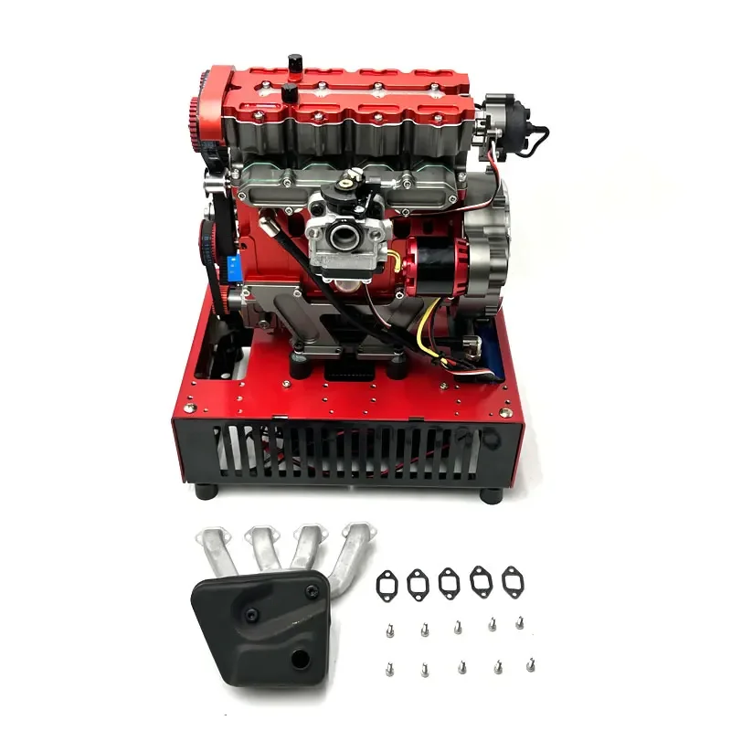 D6 Gasoline Four Stroke 4 Cylinder Engine Model with Starter Base Kit Finished Model Toy