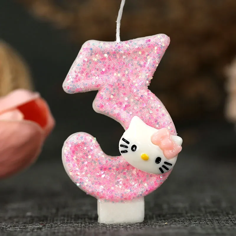 Kawaii Sanrio Hello Kitty Number Birthday Candle Kitty Cat Digital Candles Birthday Cake Decoration Anniversary Party Candles