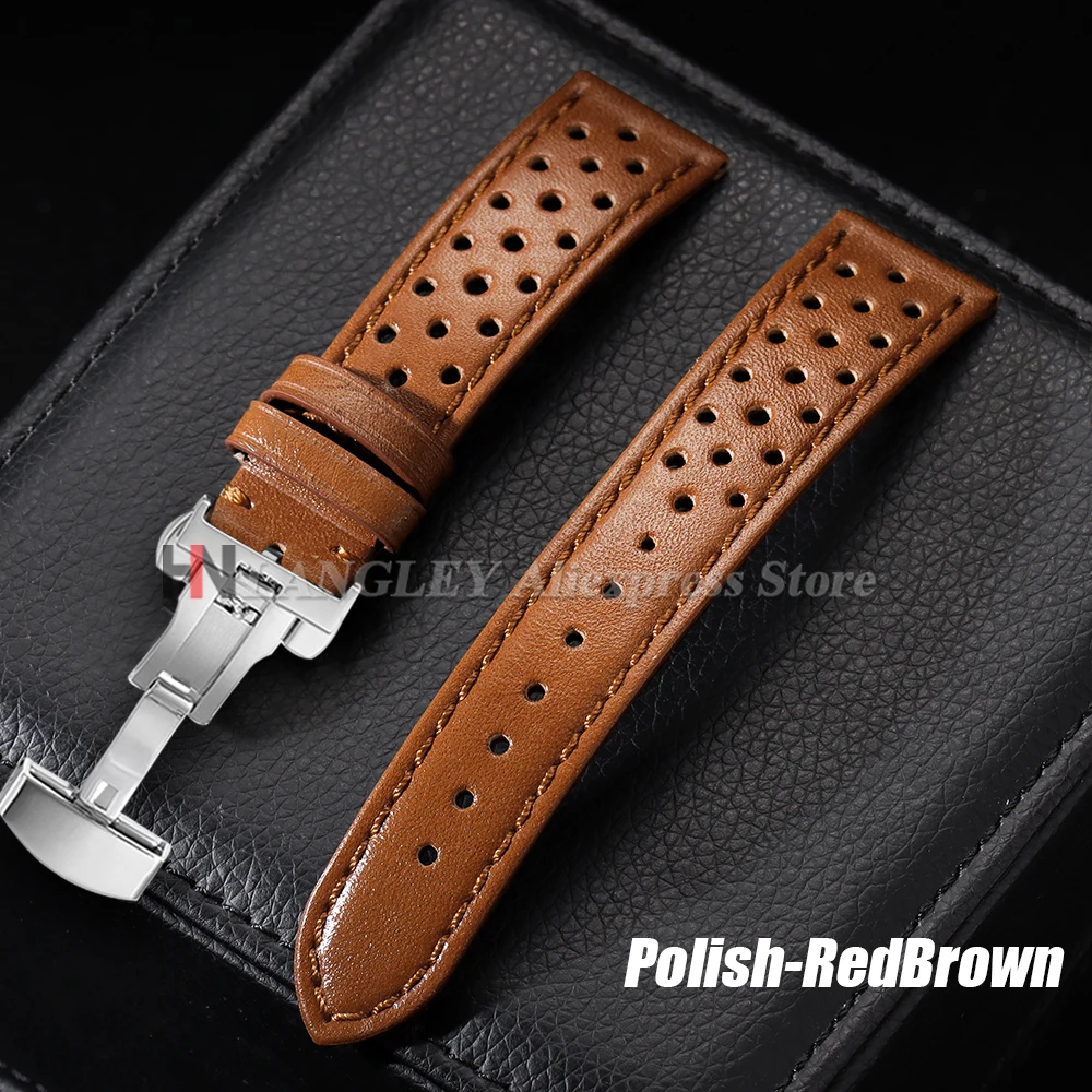 18mm 20mm 22mm Echtes Rindsleder Uhrenarmband für Herren und Damen mit Faltschließe, universelles atmungsaktives Armband-Zubehör