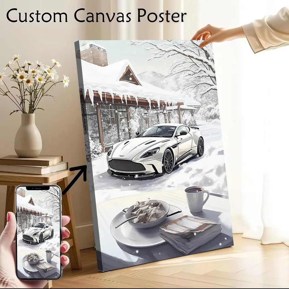 Super Car Martin in Winter Printed Canvas Poster Custom Pictures Wall Art Canvas Painting for Decorative Paintings Wand Deko