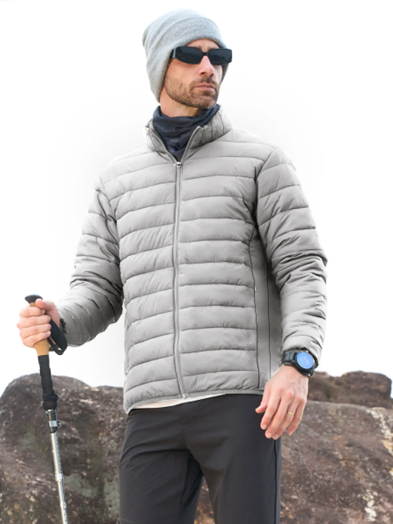 

Autumn and Winter Men's Casual Cotton Clothing, Solid Color Stand-Up Collar, Lightweight Cotton Coat, Suitable for Outdoor Sports, Leisure and Warmth