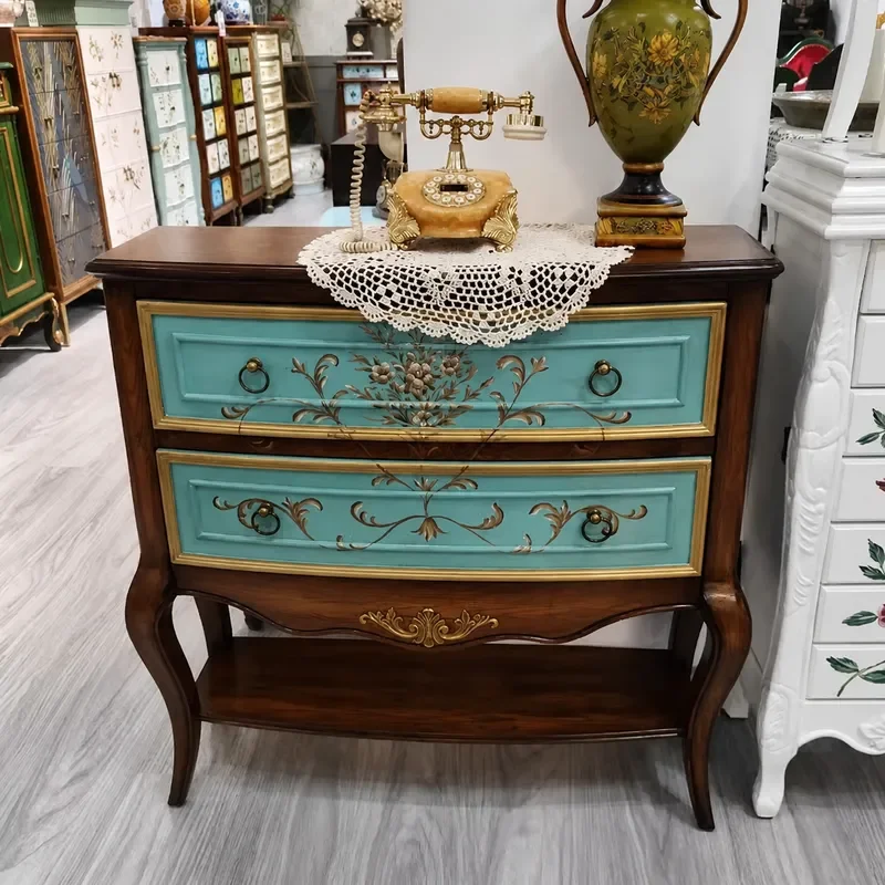 Solid Wood Side Cabinet Kitchen Storage Locker Living Room Wall Mounted Tea Cabinet Entryway Organizer Furniture