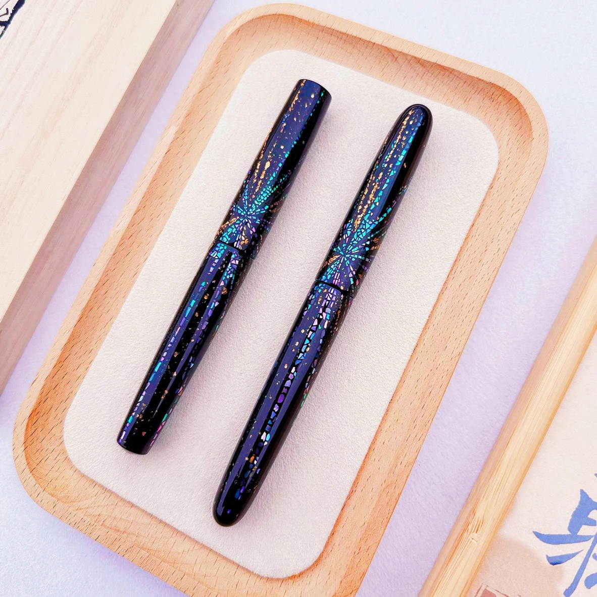 

SELMY Firework RadenLacquered Cumberland Ebonite Hard Rubber BOCK F Nib Fountain Pen Business Student Stationery Writing Gift