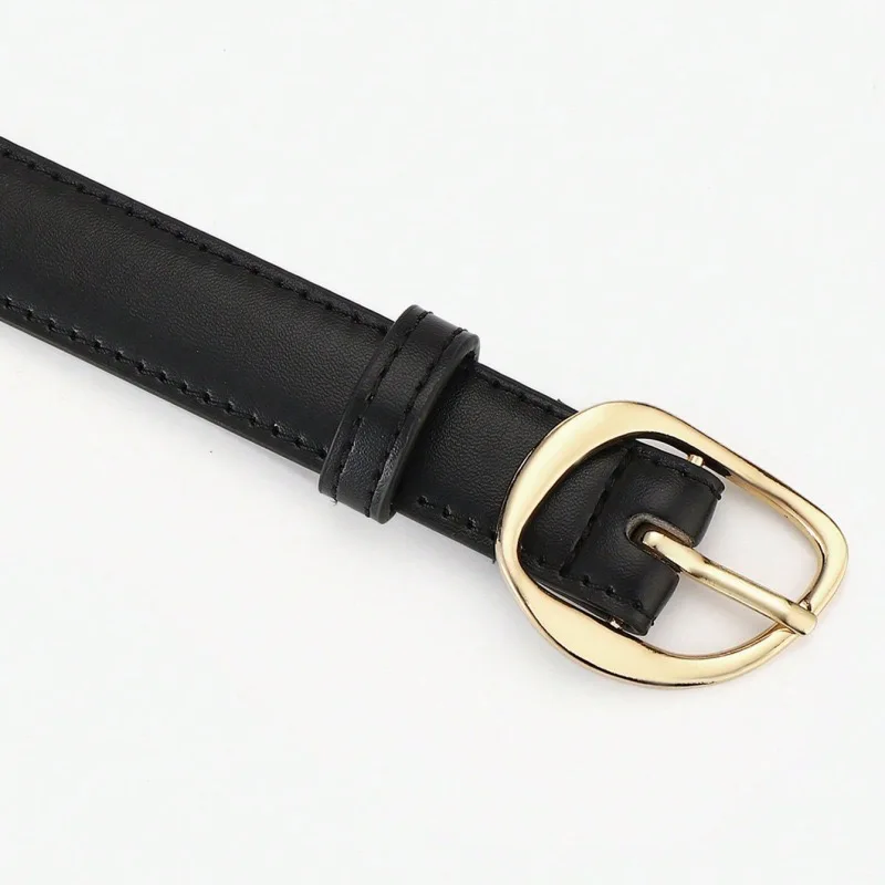 Luxuriöse PU-Ledergürtel für Damen, Modische Goldene Dornschließe, 2,3 cm Breiter Taillengürtel für Kleider & Jeans, Accessoires in Schwarz und Braun – Detail 5