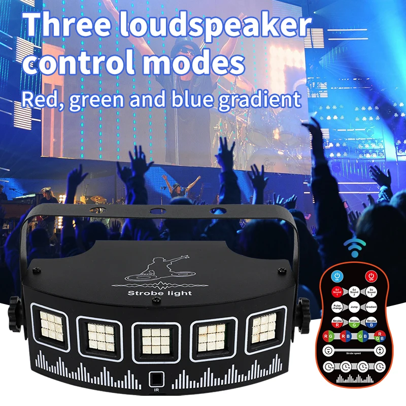 WUZSTAR-صوت تنشيط LED ضوء القوية ، USB ، خمسة رأس ، التدرج ، RGB ، تأثير الغلاف الجوي ، ومناسبة للديسكو ، DJ ، عطلة ، حفلة عائلية