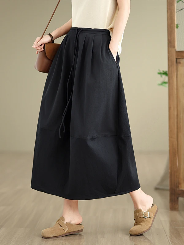 

2025 Summer Women's Long A-Line Lantern Skirt High Waist Flower Bud Design Slimming f Body Skirt Faionable And Ele