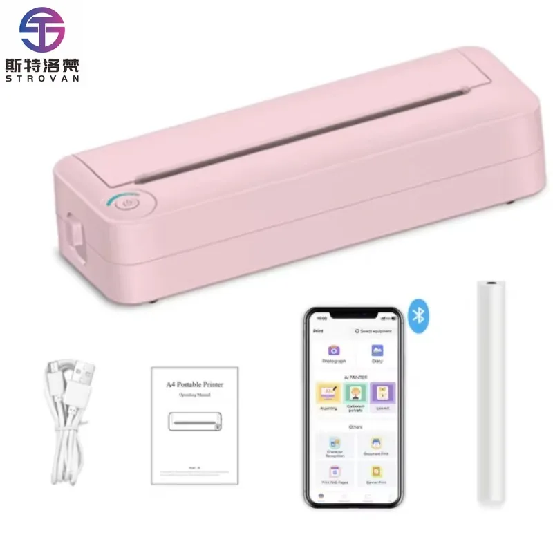 

Portable A4 Wireless Bluetooth4.0 Thermal Mobile Printer USB Interface Compatible With Android for Travel