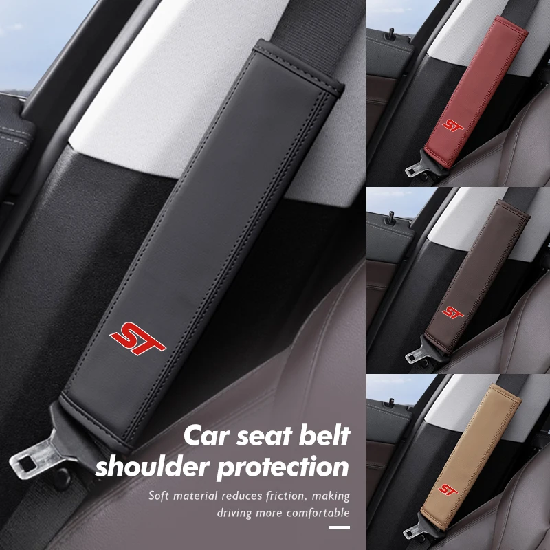 Car Seat Safety Belt Cover Soft PU Protector Shoulder Strap Pad For Ford S-MAX Kuga Mondeo Fusion KA Everest Escape ST Racing - view 3