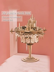 3D Wooden Puzzles Music Box Kits You are My Sunshine Castle Building Model DIY Crafts Birthday Gift for Girls or Women Age 14+