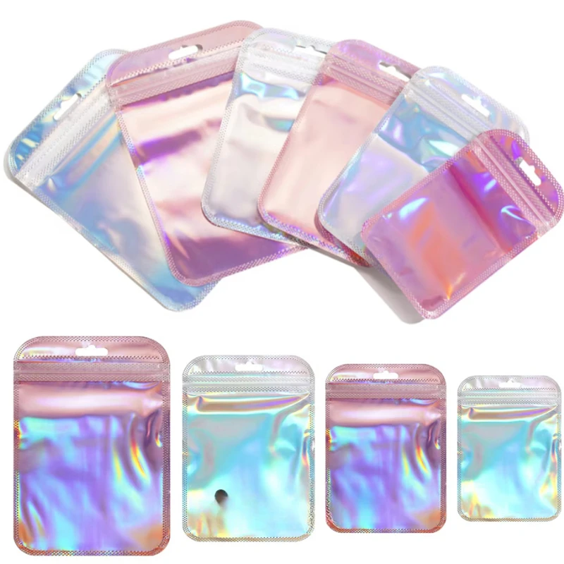 50Pcs/Lot Shiny Zipper-sealed Bags Transparent Thick Sealing Bags Suitable for Jewelry Earrings and Pendants Display